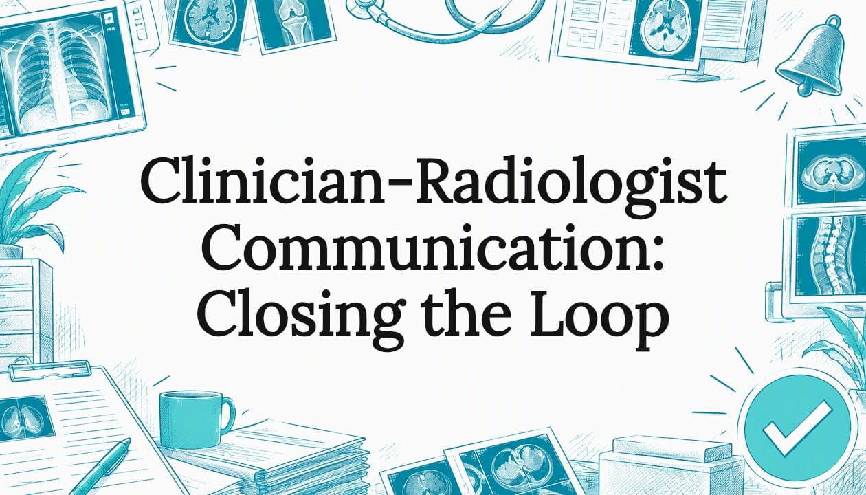 Radiology communication title card with sketch accents