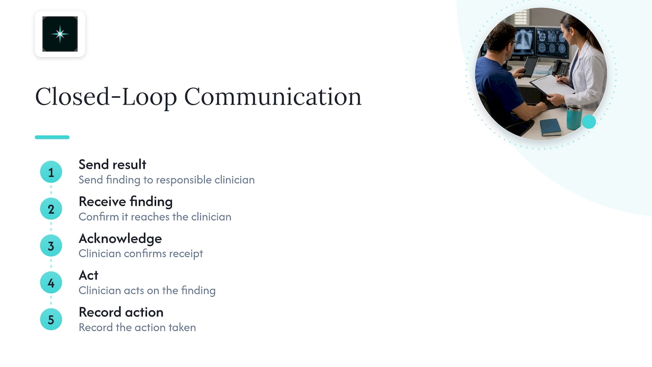 Result notification and confirmation workflow