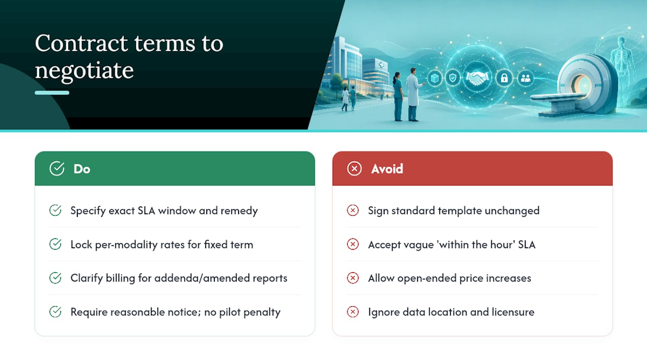 Do and avoid list for teleradiology contract terms worth negotiating