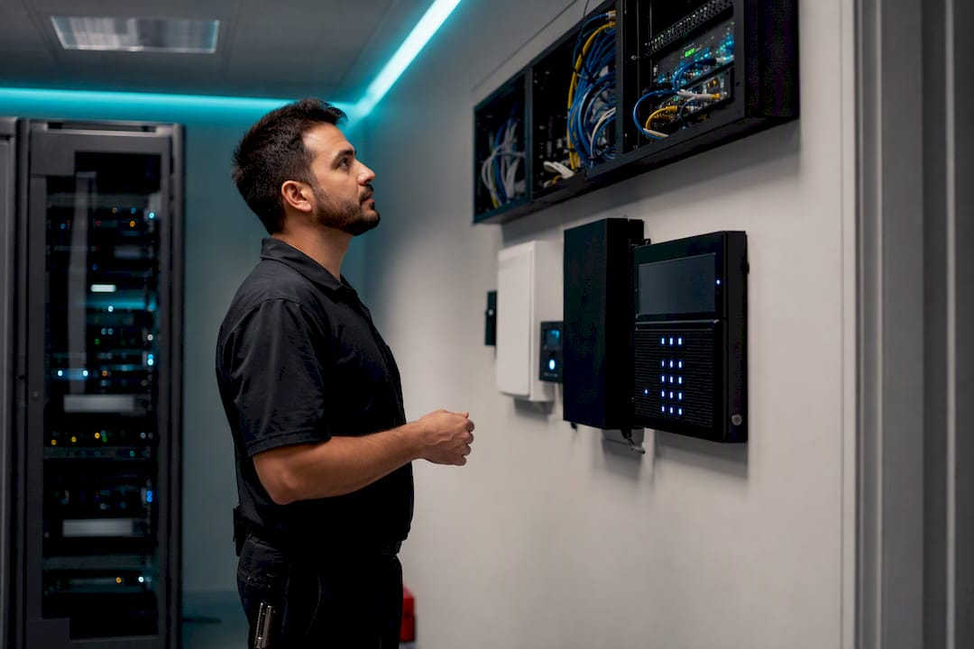 Hands operating security hardware devices