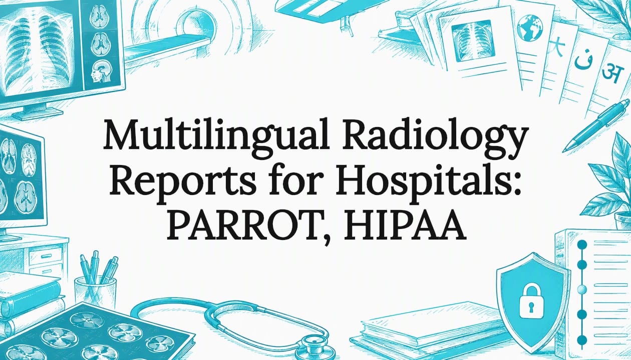 Sketches framing a multilingual radiology title