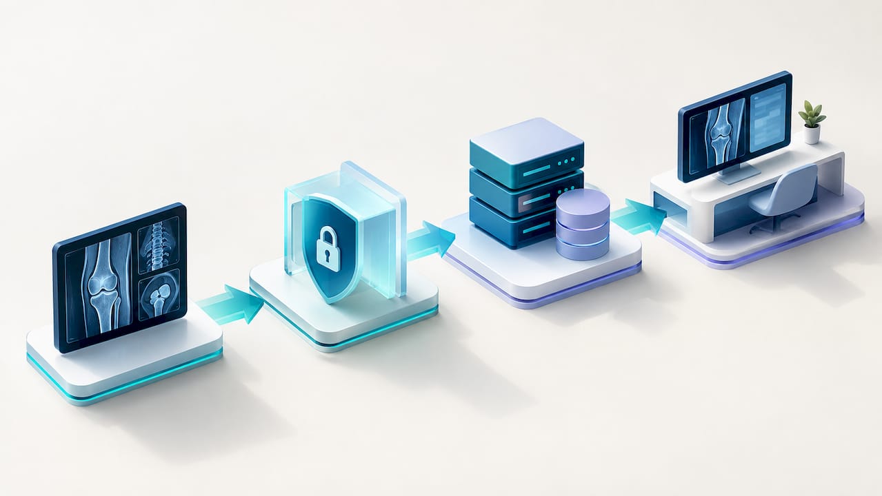 Illustrated secure PACS imaging workflow