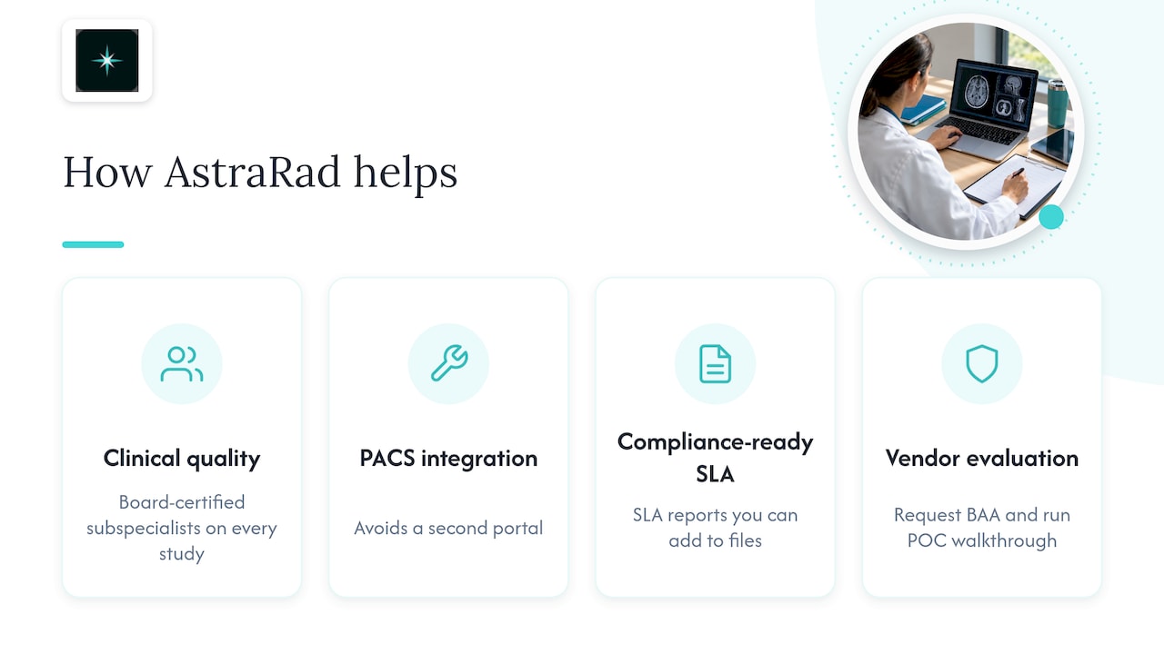 How AstraRad can help you put this policy into practice: overview diagram