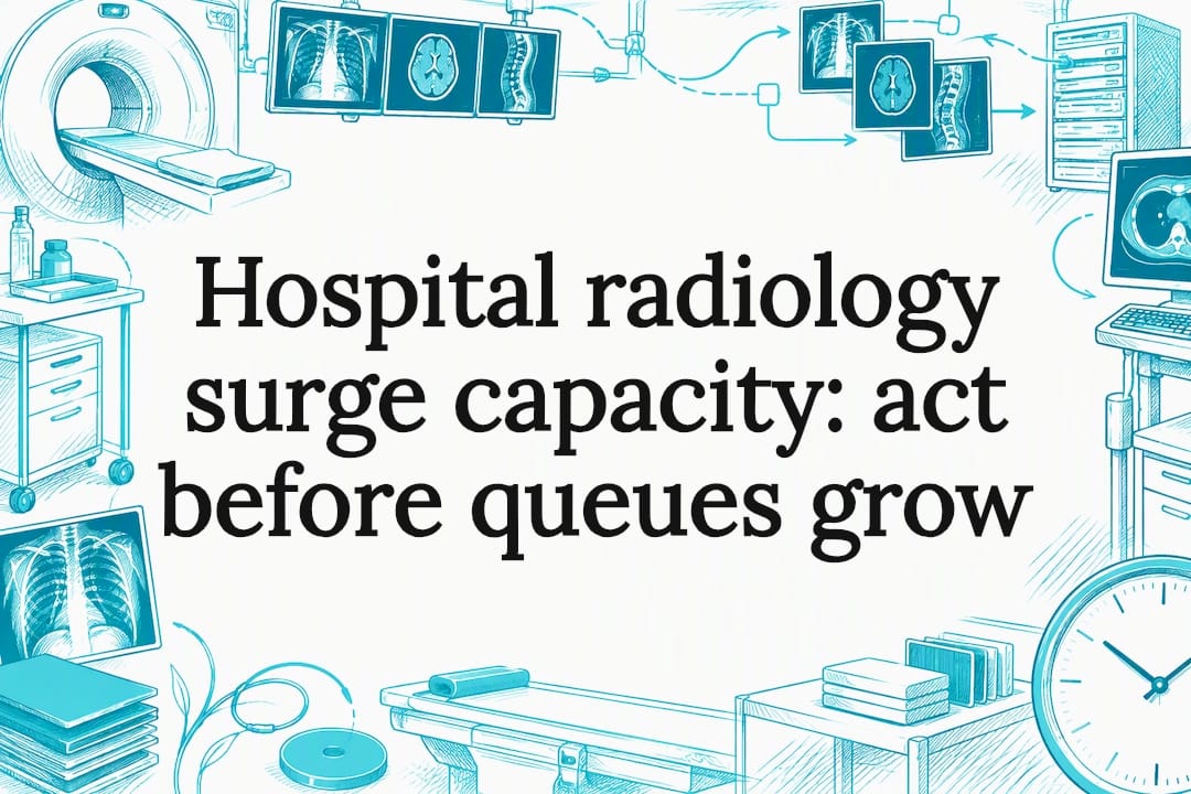 Radiology-themed illustrated article title card