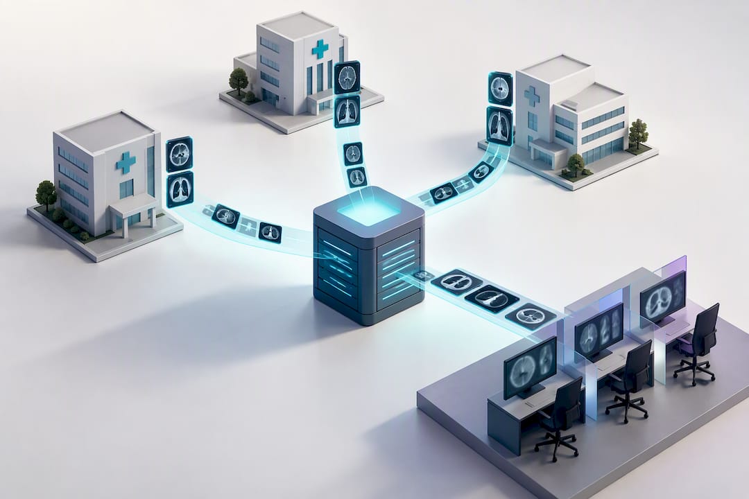 Multiple PACS archives feeding a shared VNA